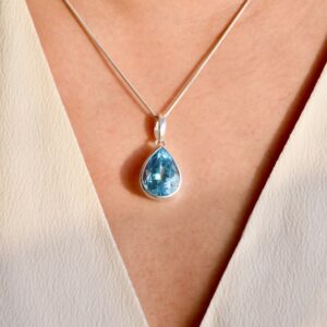 Blue Topaz Pear Drop Cut Pendant