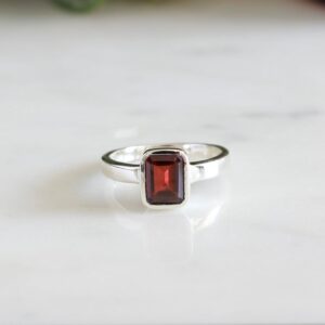 Octagon Garnet Ring